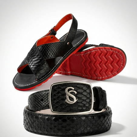 COMBO PITON NEGRO | cinto + huaraches